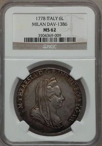 1778-M. Italy. Milan. Maria Theresia Scudo (6 Lire) NGC MS-62 - Picture 1 of 7
