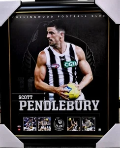 SCOTT PENDLEBURY PRINT FRAMED COLLINGWOOD MEMORABILIA AFL OFFICIAL BLK GOLD - Picture 1 of 1