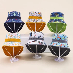 Boys Girls Summer Sun Hat with Neck Flap Kids Child Wide Brim UV Protection Cap - Picture 1 of 27