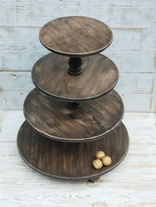 4-tiered Stand cake, rustic wooden stand, stand wedding,stand for cupcakes,brown - Picture 1 of 4