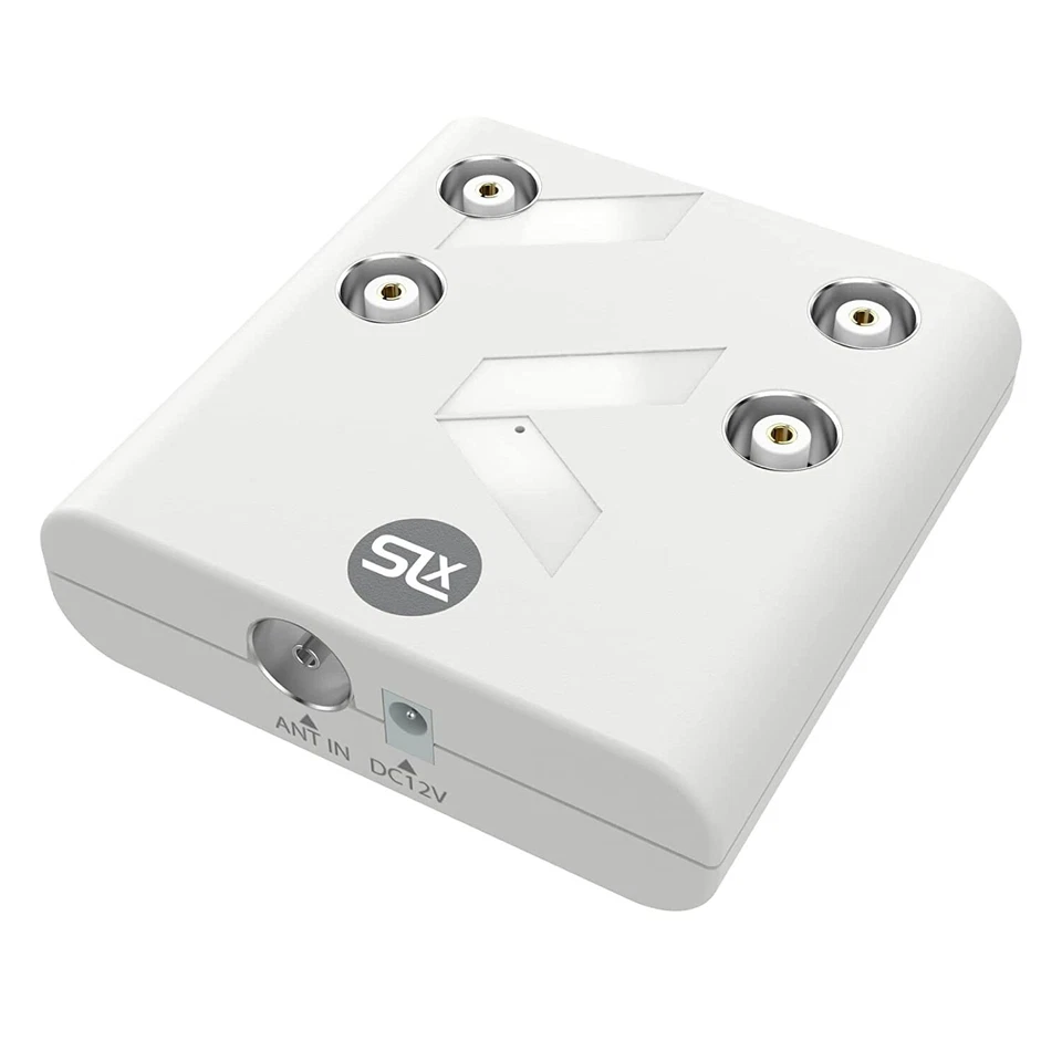 SLx 4 Way Compact Signal Booster Aerial Amplifier Integrated 4G & 5G Filtering - Image 1 of 4