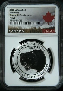 2018 Canada $2 3/4 Oz .9999 Wolverine NGC PF69 Reverse PF- First Releases - Picture 1 of 2