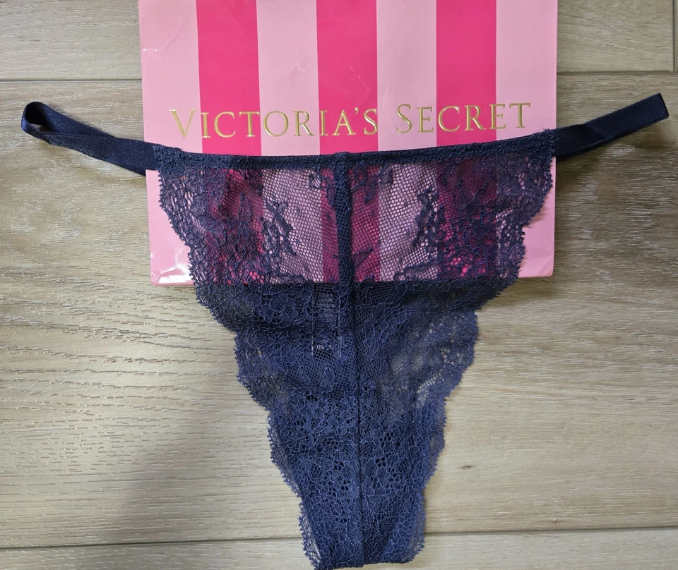 Victoria's Secret Muy Sexy Azul Malla Transparente Encaje Tanga Tanga Bragas M Foto 1 de 3