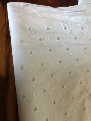 Fabric Remnant Bright White Eyelet Lace Embroidered 36 Inch Wide 33 Inches Long - Image 1 of 4