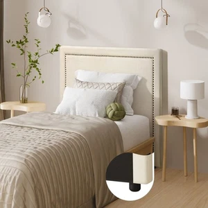 Oikiture Single Bed Headboard Bedhead Bedroom Furniture - Beige - Picture 1 of 10