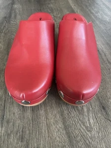 Zuecos Charlotte Stone Mule para mujer talla 5 boho hipster informales rojos NUNCA USADOS - Imagen 1 de 8