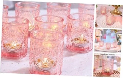 Candelabros Votivos 12 PIEZAS, Niñas Baby Shower Vidrio Luces de Té Velas Rosa Foto 1 de 4