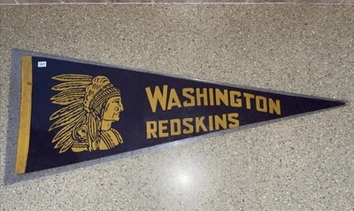 Vintage 1940 Washington Redskins Felt Pennant Logotipo Chefe Original - RARO - Imagem 1 de 4