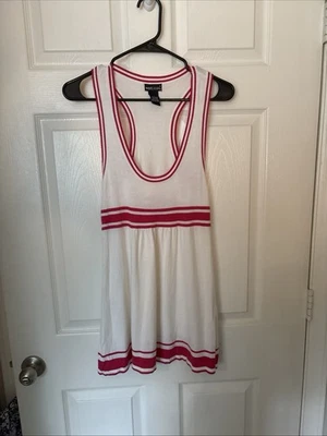 Vintage Y2K Wet Seal White Pink Babydoll Mini Dress Sleeveless Sporty Large - Изображение 1 из 4