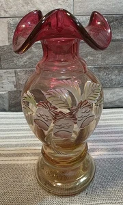 Fenton Edizione Limitata 1316/2500 Bosco Bouquet Vaso Artista Firmato  - Foto 1 di 7