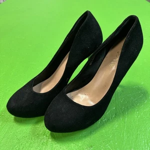 Sergio Rossi Shoes Womens Size 37 Black Suede High Heel Pumps Red Sole Italy - Picture 1 of 9