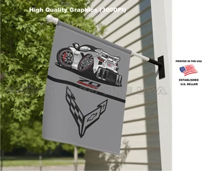 DigiRods Corvette C8 2023 White 70th Anniversary Cartoon Garage Banner Show Flag - Picture 1 of 5