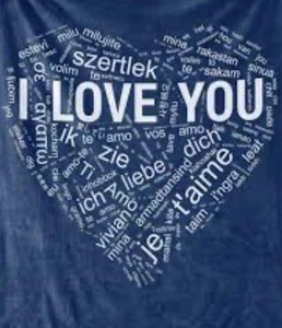 I Love You In 100 Sprachen Wohndecke Brandneu ohne Etikett 50x60 - Bild 1 von 3