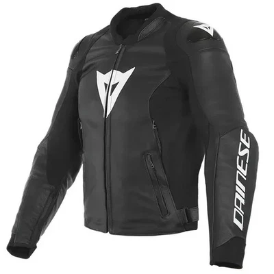 Dainese Sport Pro Black & White Motorcycle Leather Sport Jacket-By TriCore - Photo 1/3