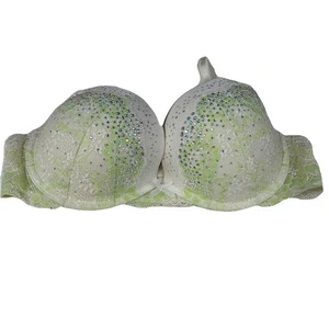 Dream Angels Victorias Secret 38C Pushup Bra Green Floral Lace Bedazzled #2025 - Picture 1 of 10