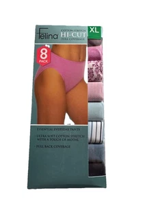 Paquete de 8 bragas de ropa interior Felina de algodón elástico de corte alto cobertura completa, talla XL - Imagen 1 de 2