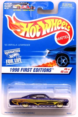 Chevy Impala 1998 primera edición BP #635 1965 púrpura GLW Hot Wheels Foto 1 de 4