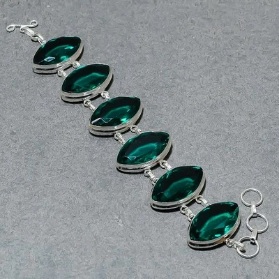 Brazalete facetado de cuarzo apatita forma marquesa piedras preciosas hecho a mano regalo joyería 8" Foto 1 de 4