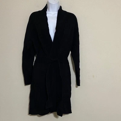 Mercer & Madison Negro Lana Merino Suéter Cárdigan Mujer S Cinturón Acogedor Invierno Foto 1 de 4