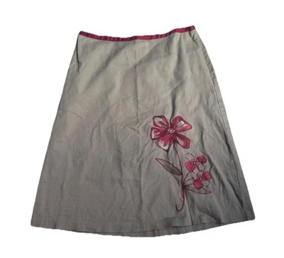 Speechless Khaki Knee Length Skirt With Red Details & Red Embroidered Flower - Image 1 of 3