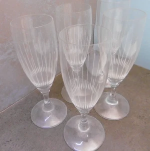5 x Sektkelch Sektflöte Glas Pressglas mit Dekorschliff - Bild 1 von 6