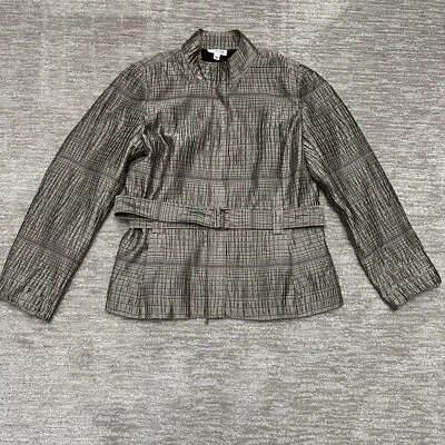 Винтажная женская спортивная куртка St. John большой металлик серый текстурированные подпоясанные карманы - Изображение 1 из 4