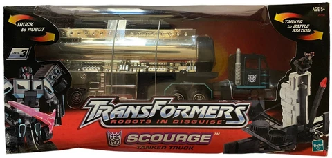 Transformers Robots in Disguise 2001 Scourge Tanker Truck New w Box Creasing+ Cover