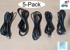 5-pack: 3-Prong US Heavy Duty UL Thick 16-AWG Desktop PC AC Power Cord Cable - Picture 1 of 7