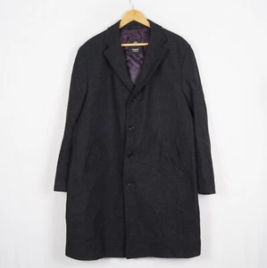 BUGATTI Men's Coat Jacket Size 54 Grey Herringbone Collared Buttons Wool s12644 - Picture 1 of 6