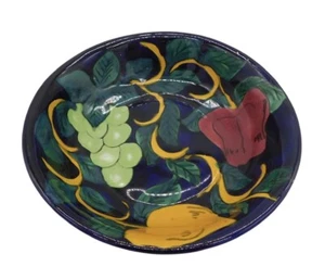 Talavera Mex Keramik Schale signiert bleifrei handbemalt 7" Trauben Zitrone Apfel - Bild 1 von 5