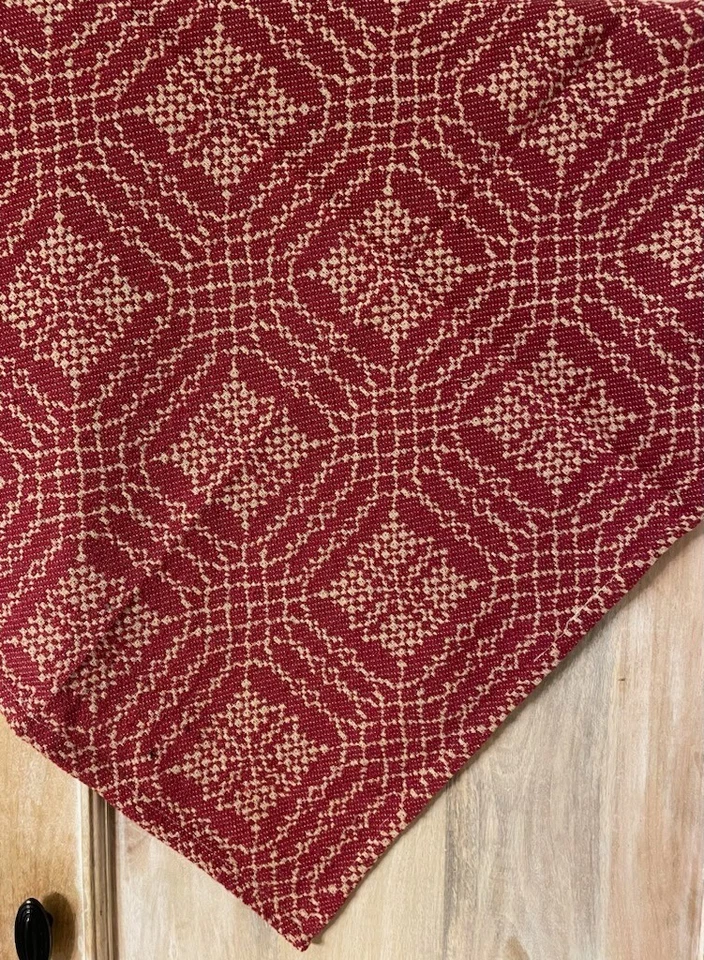 New Primitive CRANBERRY RED TABLE SQUARE Coverlet Tablecloth Topper 34" - Image 1 of 1