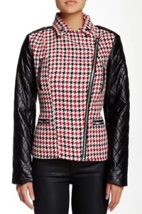 NWT Kut from the Kloth Houndstooth Moto Jacket in Medium, quilted sleeves. - Picture 1 of 3