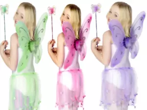 Ali di Fata per Bambini + Bacchetta Magica Bambini Fiaba Costume Accessori - Foto 1 di 4