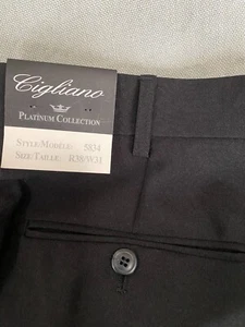 NEU Cigliano Herren Anzughose schwarz gerades Bein Polyester Taille 31" roher Saum - Bild 1 von 18