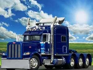 1/64 DCP SOVEREIGN BLUE PETERBILT 389 TRI AXLE W/ 70" MID ROOF W/ TURBO WING - Picture 1 of 6