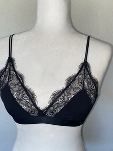 Sujetador Bralette Love Stories Negro Encaje Flecos Nuevo 32A B - Imagen 1 de 9
