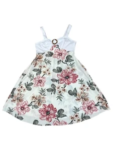 SHEIN Girl’s Floral Dress 11-12 Y White Pink Straps A-line Spring Summer Party - Picture 1 of 14