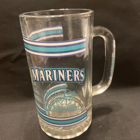 1997 Seattle Mariners 20th Anniversary Chevron Glass Beer 6" Mug Cover