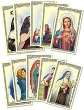 Womens Catholic Gift Assorted Female Patron Saint Therese Rita Marian Holy Cards