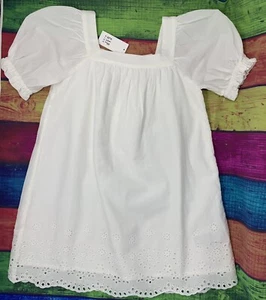 NWT Gap Girls S 6-7 White Eyelet Puff Sleeve Lined Dress