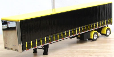 DCP yellow/black Utility Tautliner spread axle curtain trailer new no box 1/64 - Image 1 of 4
