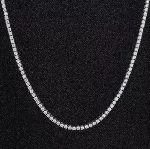 New 14K White Gold 16" 11Ct VS1 Lab Grown Round Cut Diamond Tennis Necklace - Picture 1 of 4