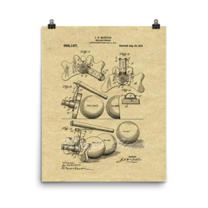 Billiard Bridge 1910 Vintage Pool Patent Art Print Poster, 8x10 or 16x20 - Picture 1 of 6