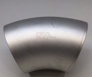 Felker A774-6-45 Butt Weld Tube Elbow 6" OD SS 45 Degree 14 Gauge Pipe Fitting - Picture 1 of 6