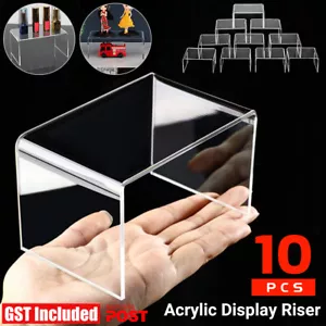 10pcs Rack Holder Makeup Organiser Acrylic Riser Display Jewellery Clear Stand - Picture 1 of 14
