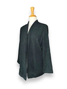 Nuevo $328 EILEEN FISHER Ligero Tweed Largo Chaqueta Abierta Verde Bosque talla S/M - Imagen 1 de 10