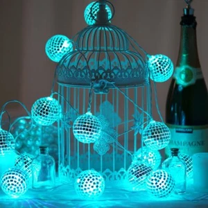 15 2" wide Assorted Lights LED Disco Mirror Balls Garland Backdrop Wedding Party - Picture 1 of 4