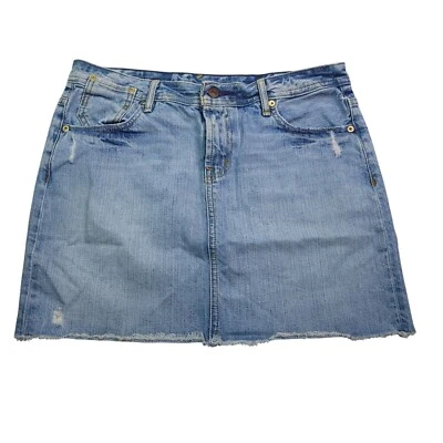 Minifalda vintage Polo Ralph Lauren Jeans Gigi 8 dobladillo crudo denim desgastado Y2K Foto 1 de 4