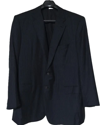 Brioni Super 150s Wool Nomenta Suit Jacket 50L Blue Striped Italy Surgeon Cuffs - Image 1 of 4
