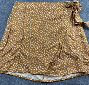 Copper Key Mini Skirt Womens Small Rust Floral Wrap Lightweight New - Picture 1 of 12
